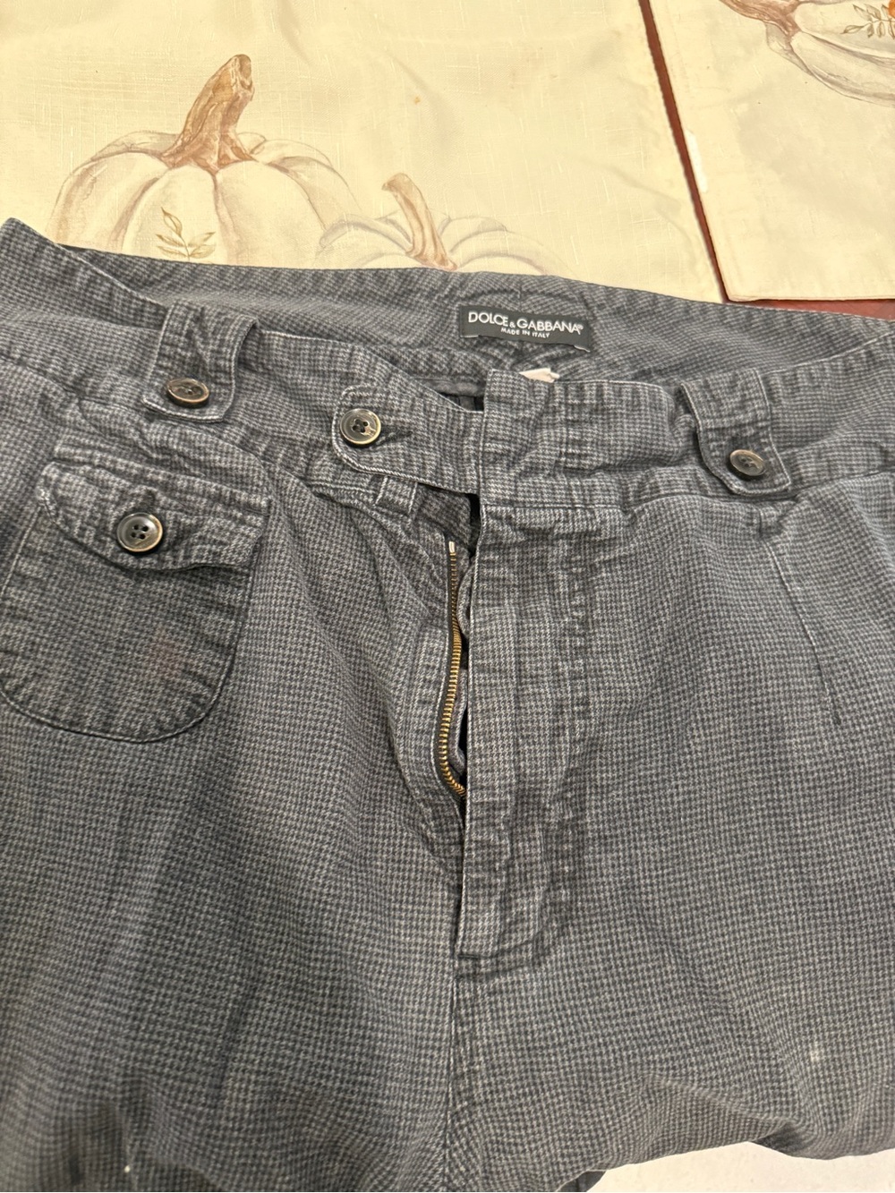 Dolce & Gabbana Charcoal Pincheck Cotton Trousers